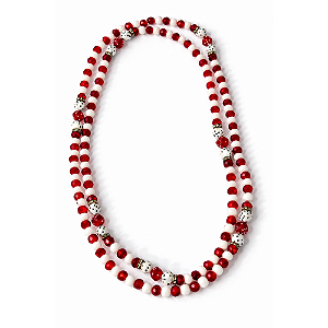 Guia de Zé Pilintra Cristal Vermelho e Branco – 60 cm