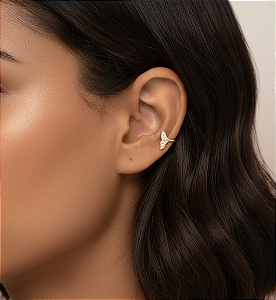 Fake Piercing Rabo de Sereia Dourado com Zircônia