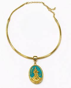 Choker Iemanjá Dourada com Medalha Esmaltada