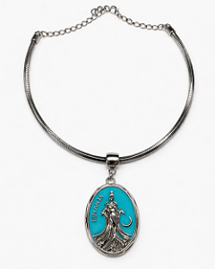 Choker Iemanjá Prateado com Medalha Esmaltada