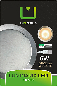 LUMINARIA LIGA DESLIGA BRANCO QUENTE 6W PRATA