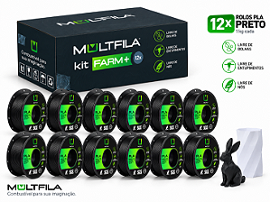 KIT FARM FILAMENTO PLA BOX 12 PRETO MULTFILA
