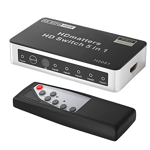 Switch HDMI 2.0 5X1 4K 60Hz HDCP 2.2 Chaveador Switcher c/IR