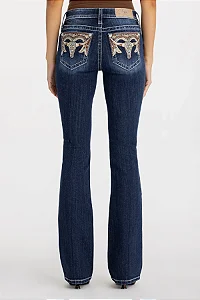 Calça Feminina Jeans Miss Me Clover Longhorn