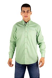 Camisa Masculina Manga Longa Stable Brand Verde Menta lisa