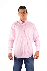 Camisa Masculina Manga Longa Stable Brand Rosa Bebê lisa