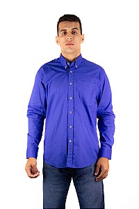 Camisa Masculina Manga Longa Stable Brand Azul Bic lisa