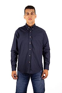 Camisa Masculina Manga Longa Stable Brand Azul Marinho lisa