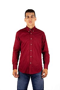 Camisa Masculina Manga Longa Stable Brand Vermelho Dark lisa