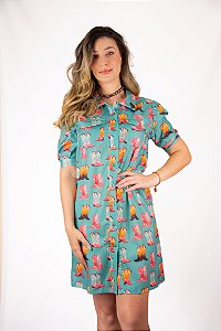 Vestido Country Boots turquesa