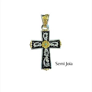 CRUCIFIXO FAITH GOLD SEMI JOIA