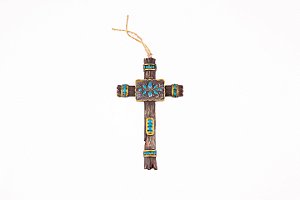 Cruz retrovisor rústico turquesa