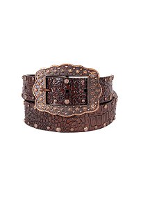 cinto croco marrom Bronze