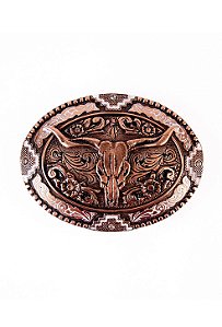 Fivela country long horn bronze strass