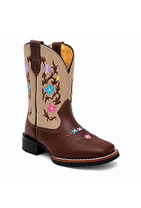 bota infantil western floral