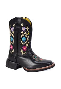 bota infantil western floral black