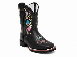 bota infantil western floral black