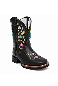 bota infantil western floral black