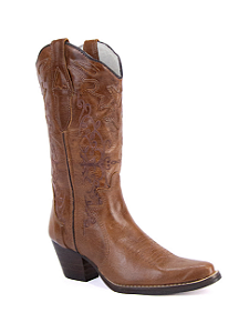 Bota Feminina Stable Brand Marrom Bordada