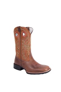 Bota Masculina Marrom Cano bordado verde e bege