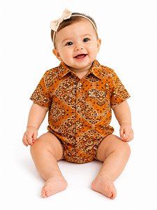 Body manga curta stable paisley laranja