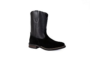 Bota Stable masculina couro virado preto cn preto