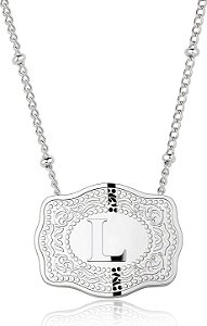 Colar fivela inicial prata L