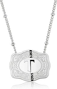 Colar fivela inicial prata T