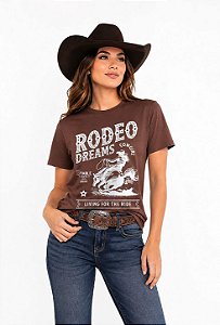 T-Shirt feminina stable brand rodeo dreams (marrom)