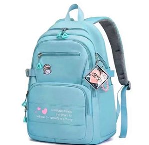 Mochila Escolar Juvenil Feminina Impermeável com Múltiplos Compartimentos