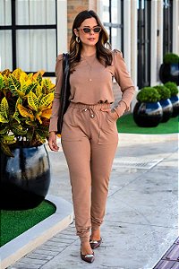 Conjunto Feminino Moletom Marrom Casual