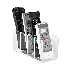 Kit com 2 (dois) Porta Controle Remoto De Mesa Acrílico - 4 Controles Acribom Transparente