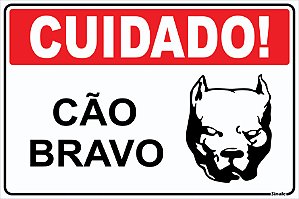 Placa De Identificação - Cuidado Cão Bravo 20x30cm