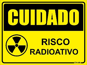 Placa de Sinalização - Cuidado Risco Radioativo 30x20cm