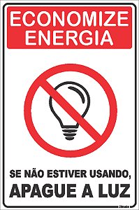 Placa de Sinalização - Economize Energia 30x20cm