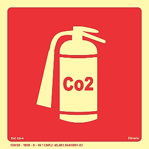 Placa Fotoluminescente E5-4 Extintor Co2 (Dióxido de Carbono)