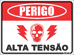 Placa - Perigo Alta Tensão 15x20cm