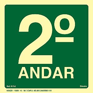 Placa de sinalização Fotoluminescente S17 Pavimento 2º Andar