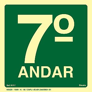 Placa de sinalização Fotoluminescente S17 Pavimento 7º Andar