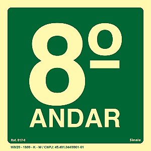 Placa de sinalização Fotoluminescente S17 Pavimento 8º Andar