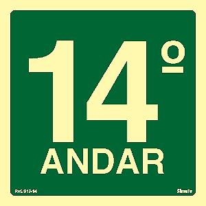 Placa de sinalização Fotoluminescente S17 Pavimento 14º Andar