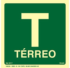 Placa de sinalização Fotoluminescente S17-T Térreo