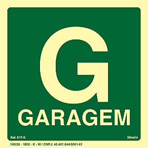 Placa de Sinalização Fotoluminescente S17 Pavimento Garagem