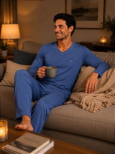 Pijama masculino Fiore D'italia longo 100% algodão