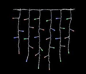 CASCATA 144 LED FIO PVC C/8 FUNC 220V (BRANCO QUENTE) 1,4mX35cm (FLORARTE) Vol. 1 a 4