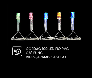 CORDAO 100 LED C/8 FUNC 220V (VERDE) 8m
