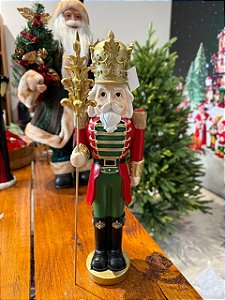 DECORACAO NATALINA - RESINA - 39CM - QUEBRA NOZES - VERMELHO