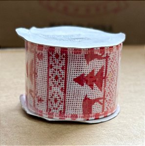 FITA NATALINA ARAMADA - 5CM X 3M - VERMELHA E BRANCA
