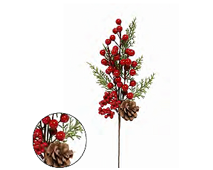 HASTE NATALINA - 38CM - BERRY - VERMELHO