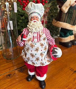 PAPAI NOEL EM PE BCO/VRM 30cm COZINHEIRO